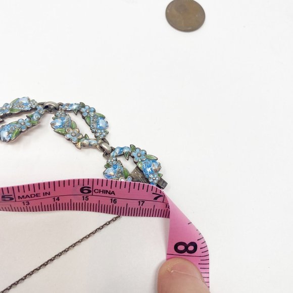 546 Vintage Margot de Taxco 5607 sterling and blue enamel bracelet - Picture 7 of 8